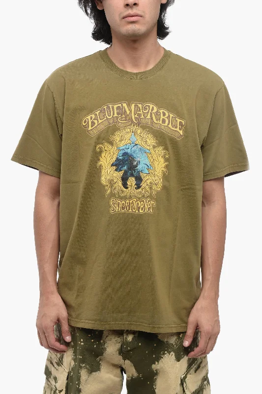 Friends and Family Sale Bluemarble Cotton Crew-neck T-shirtwith Frontal Print
