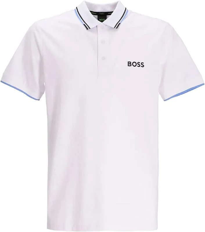 Major Deal BOSS Men's Sporty Regular Fit Cotton Polo Shirt White