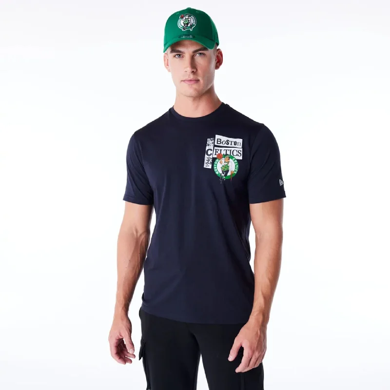 Special Discount Boston Celtics Newspaper Graphic Navy T-Shirt