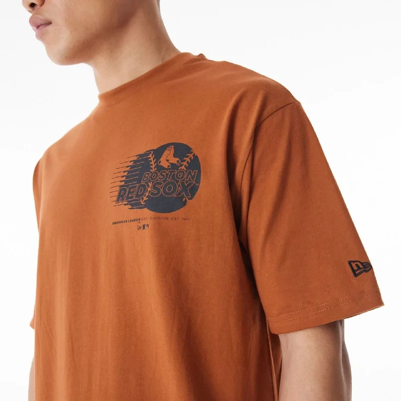 Final Markdown Boston Red Sox Baseball Graphic Brown Oversized T-Shirt
