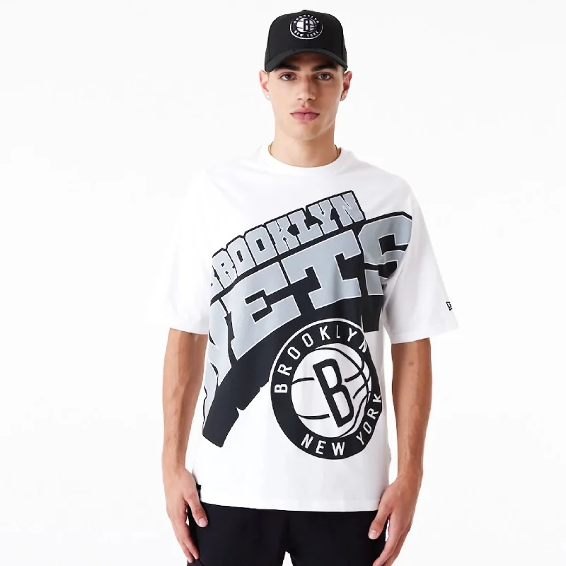 Buy More, Save More Brooklyn Nets NBA Large Wordmark White Oversized T-Shirt