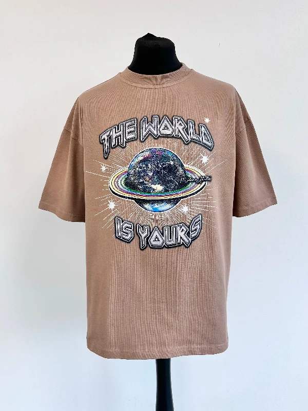 Weekend Specials to Savor Brown Heavyweight Planet T-shirt.