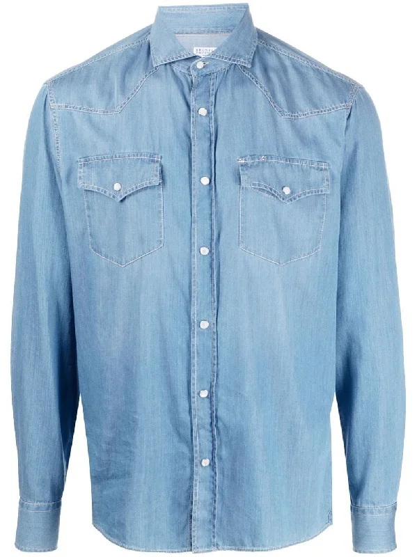 Weekend Bargains Just for You Brunello Cucinelli Men's Shirts Clear blue