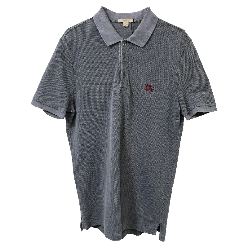 Weekend Shopping Bliss Burberry Brit Collar Short Sleeve Polo Shirt in Grey Cotton