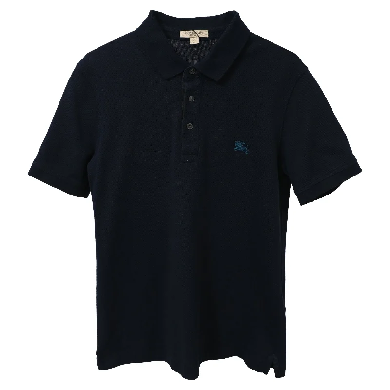 Weekend-Only Price Drops Burberry EKD Logo Polo Shirt in Navy Blue Cotton