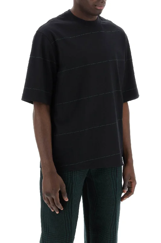 New Markdowns Burberry Striped T-Shirt With Ekd Embroidery