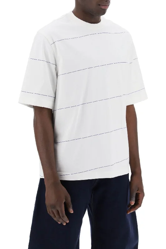 Weekend Savings Bonanza Burberry Striped T-Shirt With Ekd Embroidery