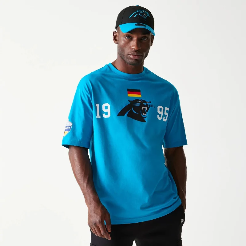 Weekend Specials to Cherish Carolina Panthers NFL Games Square Arch Bright Blue Oversized T-Shirt