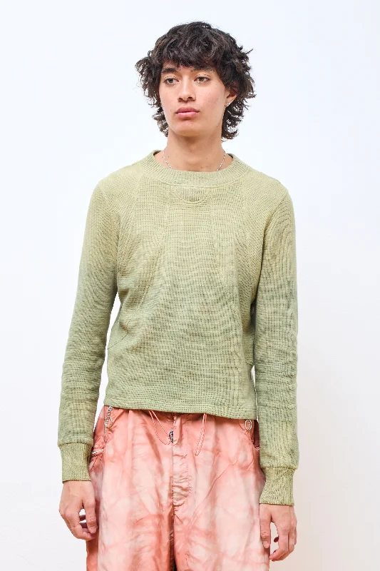 Bargain Prices Panelled Waffle Jersey Long Sleeve Dipped Green