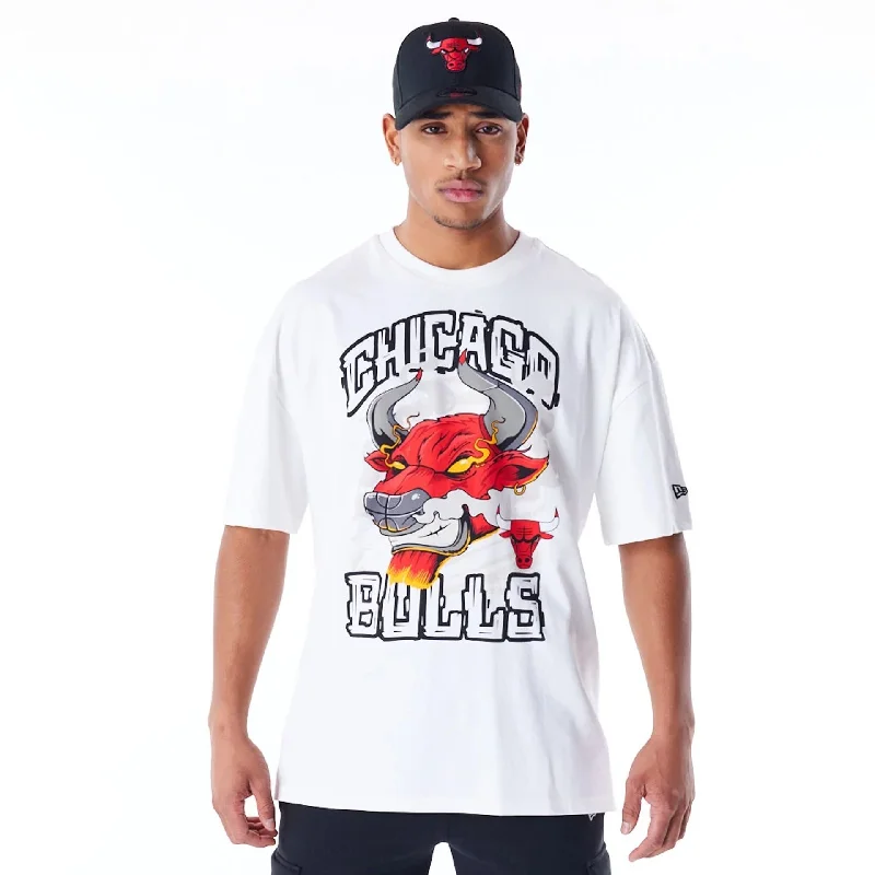Savings Spectacular Chicago Bulls Graphic White Drop Shoulder T-Shirt