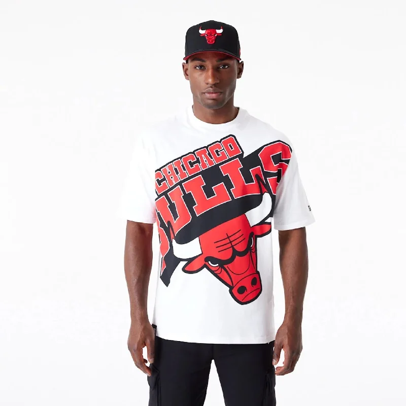 Flash Sale Chicago Bulls NBA Large Wordmark White Oversized T-Shirt