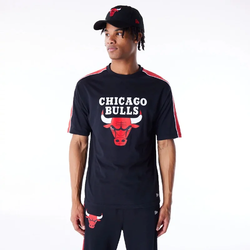 Seasonal Clearance Chicago Bulls NBA Panel Black Oversized T-Shirt
