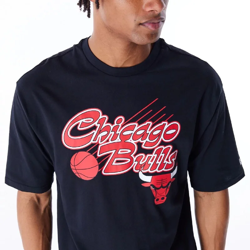 Weekend Specials to Delight Chicago Bulls NBA Script Graphic Black Oversized T-Shirt
