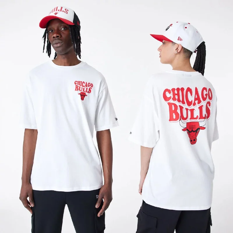 Holiday Sale Chicago Bulls NBA Script Logo White Oversized T-Shirt