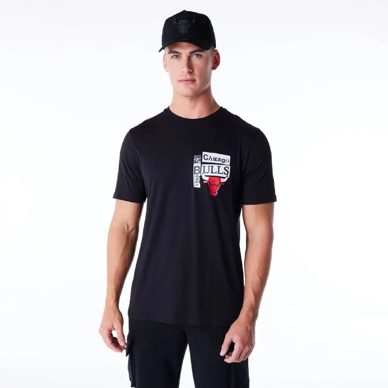 Quick Sale Chicago Bulls Newspaper Graphic Black T-Shirt