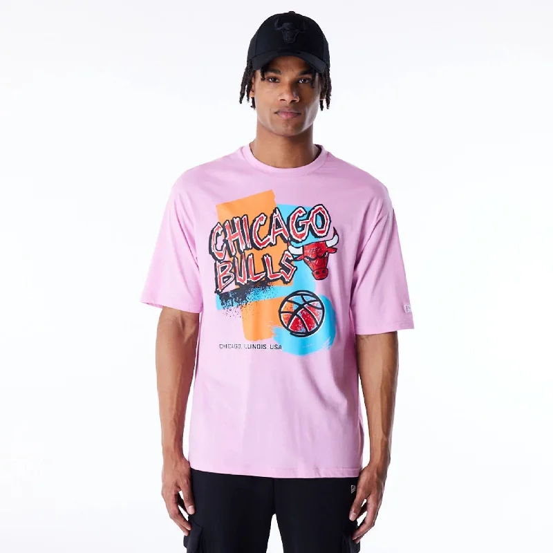 Year-End Clearance Chicago Bulls Retro Graphic Pastel Pink Oversized T-Shirt