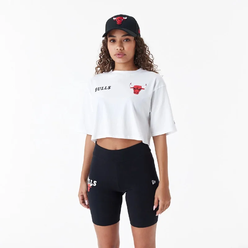Closeout Sale Chicago Bulls Womens NBA Team Logo White Crop T-Shirt