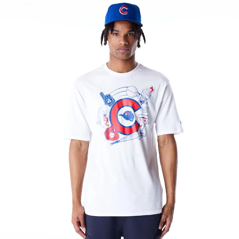 Best Bargains Chicago Cubs MLB Food Graphic White Oversized T-Shirt