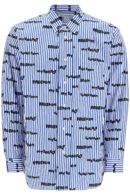 Lowest Price Comme Des Garcons Shirt Men's Striped Printed Shirt