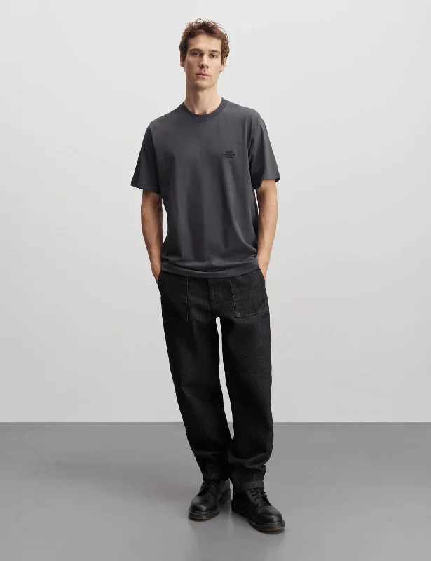 Limited Edition Cotton Jersey Frode Emb Logo Tee, Black Oyster