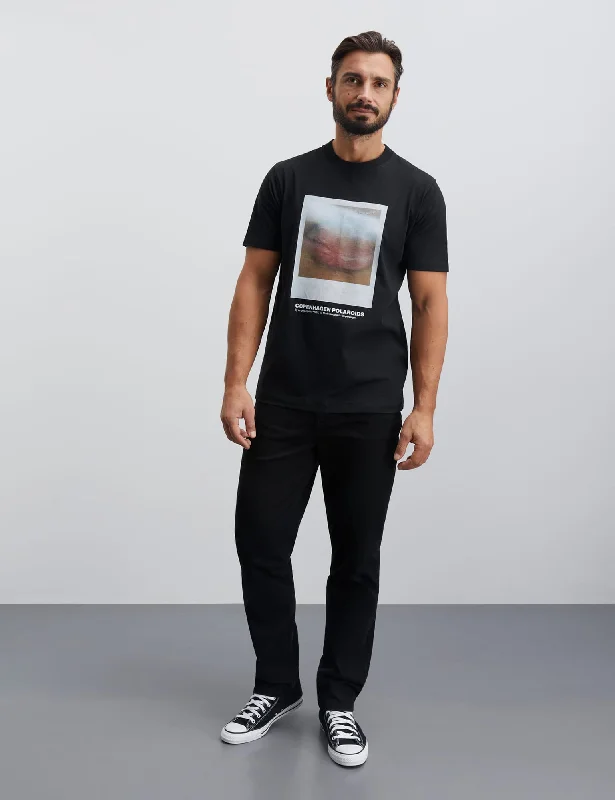 Deep Discounts Cotton Jersey Frode Poloroide Tee, Black