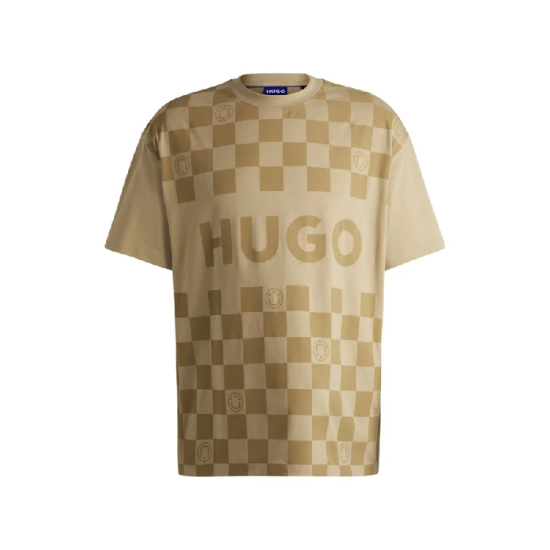 Special Discount Cotton-jersey loose-fit T-shirt with checkerboard print