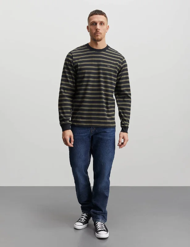 Online Exclusive Cotton Jersey Stripe Frode Tee LS, Kalamata/Jet Black