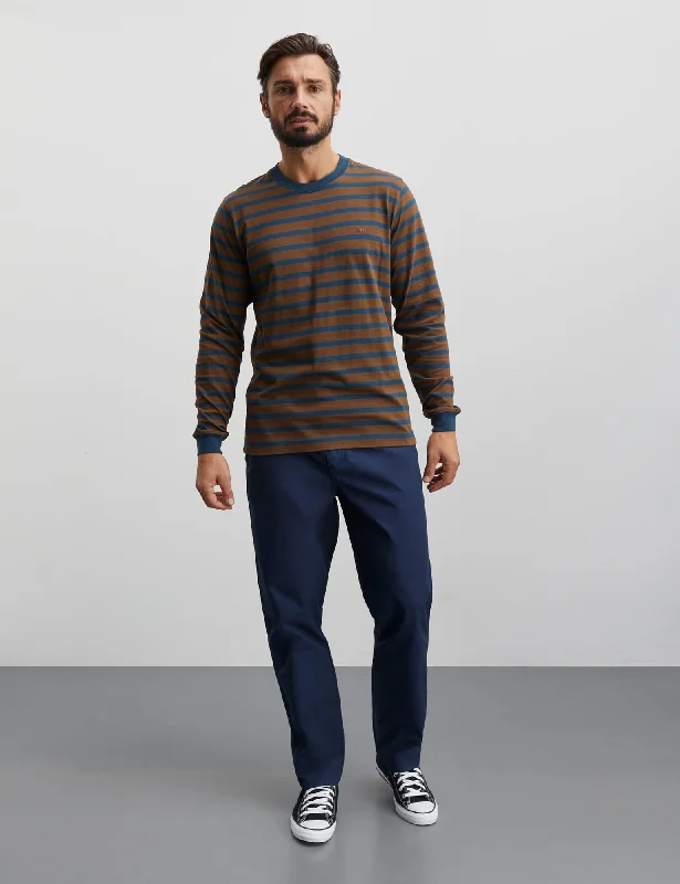 Low Prices Cotton Jersey Stripe Frode Tee LS, Midnight Navy/Desert Palm