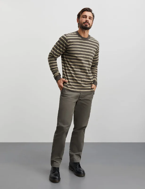 Instant Discount Cotton Jersey Stripe Frode Tee LS, Silver Sage/Beluga