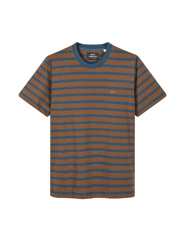 Final Clearance Cotton Jersey Stripe Frode Tee, Midnight Navy/Desert Palm
