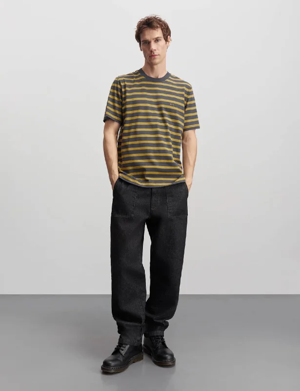 Price Slash Cotton Jersey Stripe Frode Tee, Willow/Black Oyster