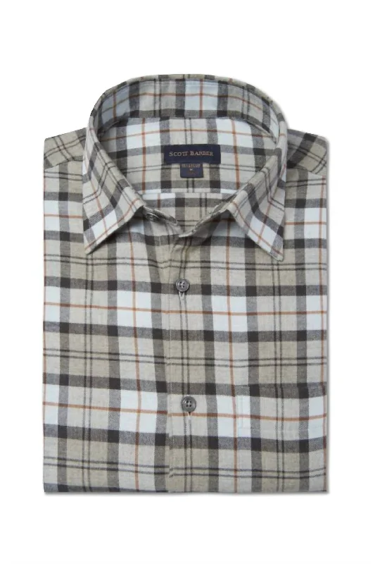 Can't Beat Cotton/merino Shadow Plaid In Grey Heather
