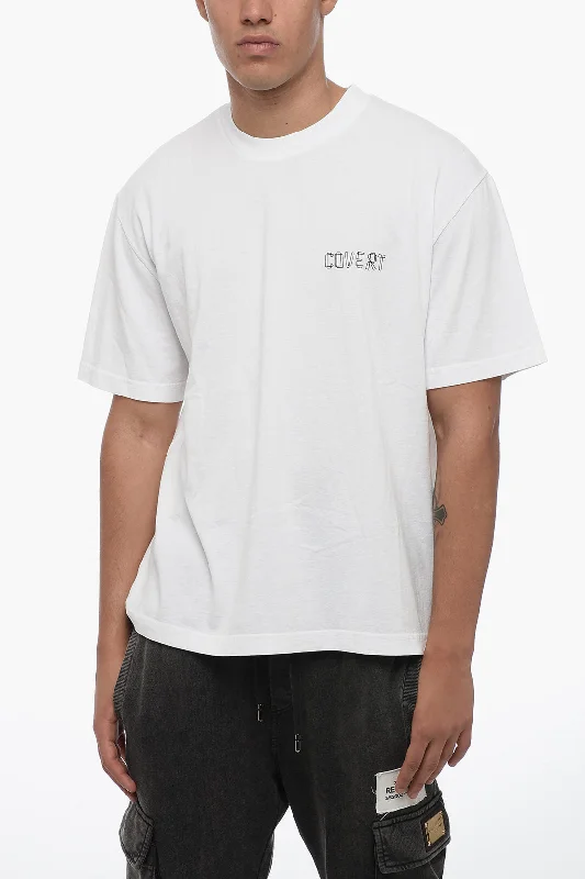 Limited Time Covert Solid Color Crew-neck T-Shirt with Printed Logo