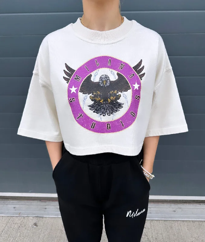 Fantastic Offers Cream Eagle Cropped Heavyweight T-shirt.