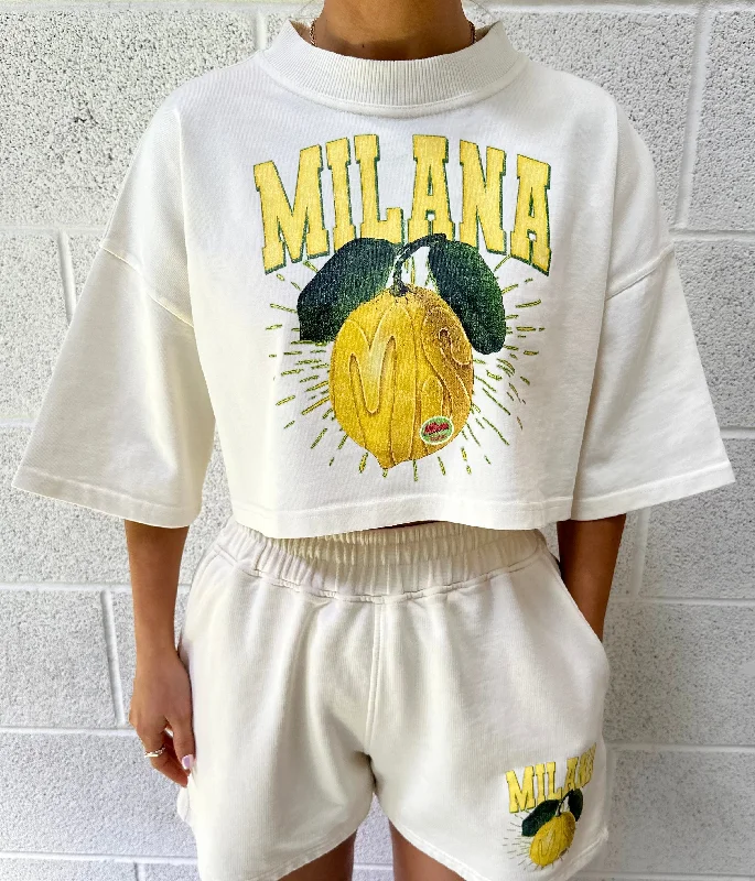 Price Break Cream Lemon Cropped Heavyweight T-shirt.