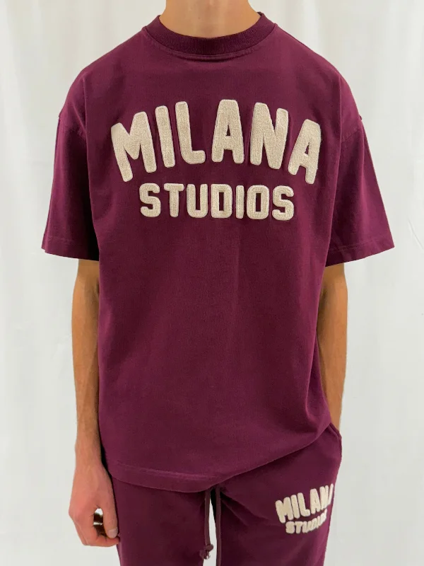 Weekend Discounts to Celebrate Deep Burgundy Teddy Heavyweight T-shirt.