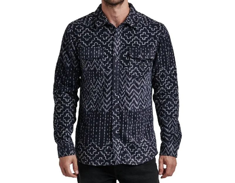 Bargain Bin Diablo Polar Flannel Top In Dark Navy Sashiko