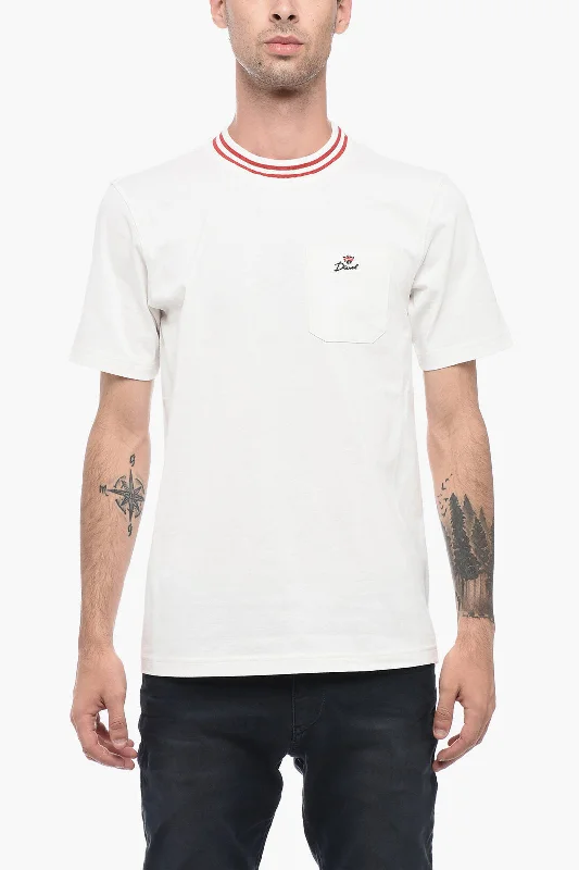 New Markdowns Diesel Crew-Neck JUST T-shirt with Contrast Trim and Breast Pocket