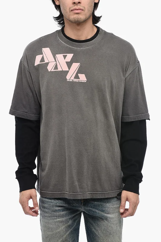 Limited Availability Diesel Double Layer T-WASY T-Shirt with Distressed Effect