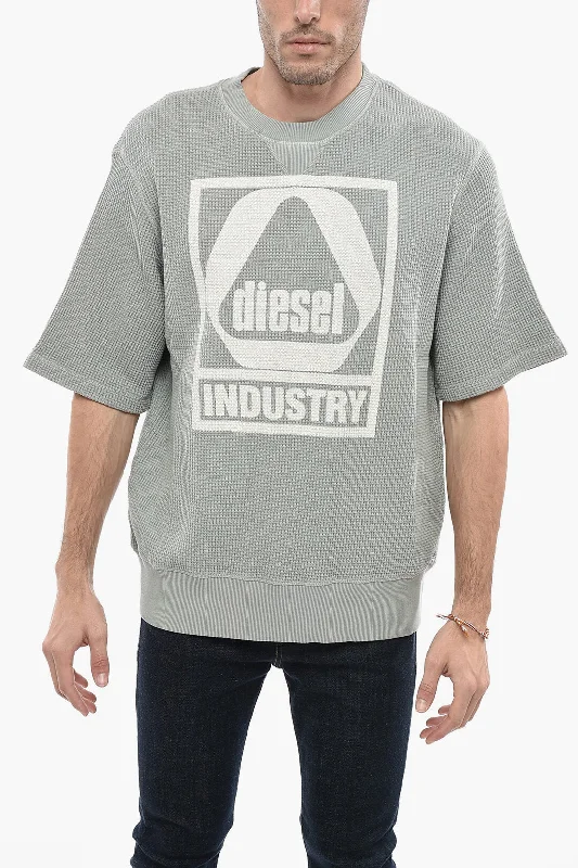Hurry In Diesel Honeycomb Motif S-COOLWAF Crew-Neck T-shirt with Maxi Print