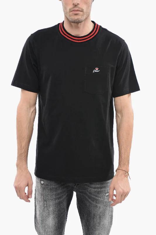 Major Savings Diesel Solid Color T-JUST-POCKET-CROW Crew-neck T-Shirt with Breast