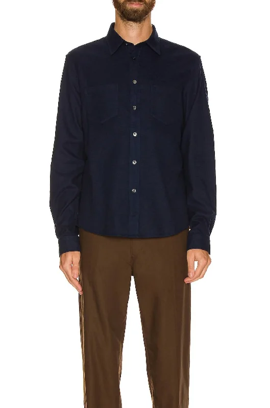 Online Exclusive Double Pocket Brushed Flannel In Navy