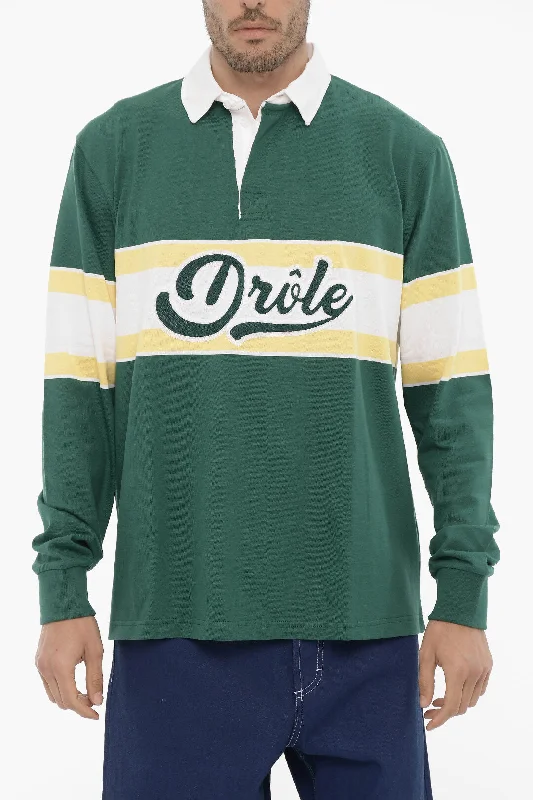 Deal Zone Drôle de Monsieur Long Sleeve Polo Shirt with Maxi Logo
