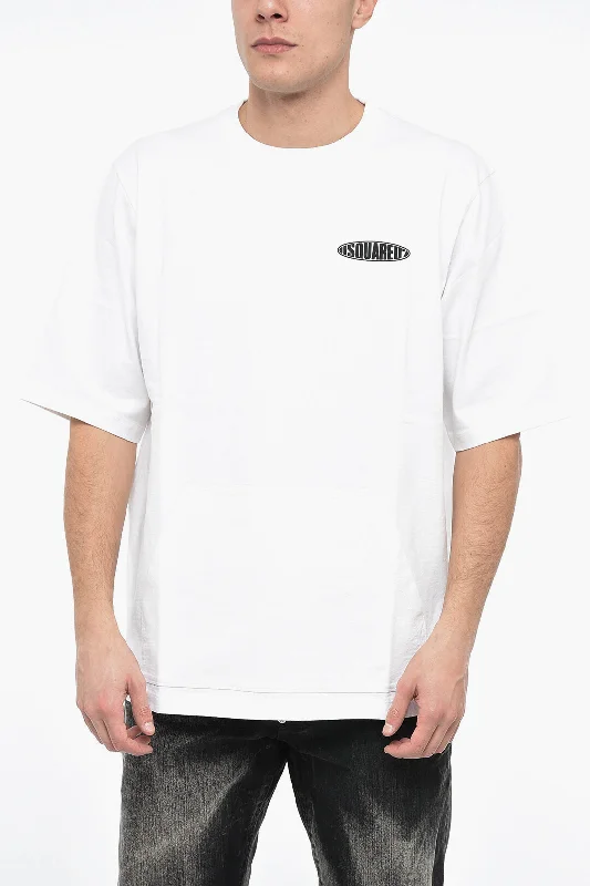 Exclusive Access Dsquared2 Crew Neck Cotton T-Shirt with Rubberised Logo and Maxipocket