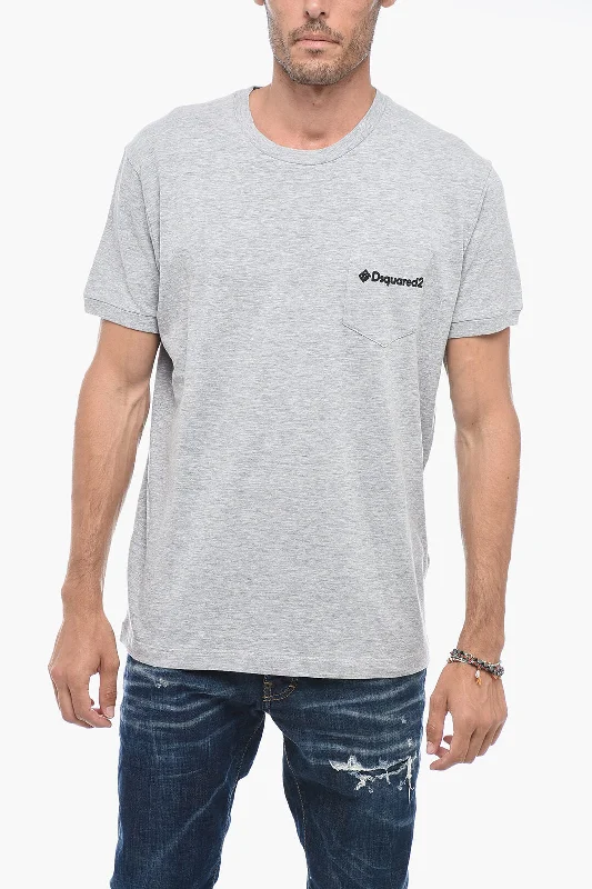 Weekend Bargains Just for You Dsquared2 Crewneck T-Shirt with Logoed Chest Pocket