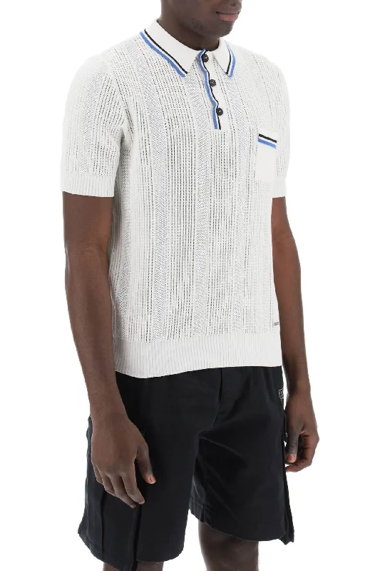 Amazing Value Dsquared2 Perforated Knit Polo Shirt