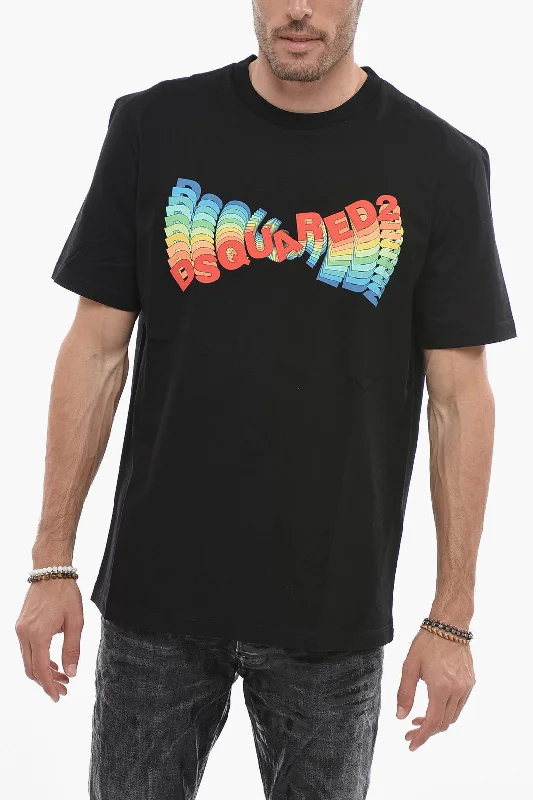 Stock Clearance Dsquared2 Printed Crewneck T-shirt with Multicolored Logo
