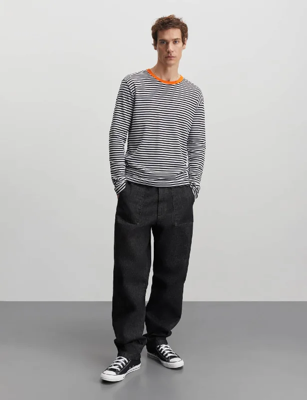 Season Finale Sale Duo Rib Tobias Tee LS, White/Black