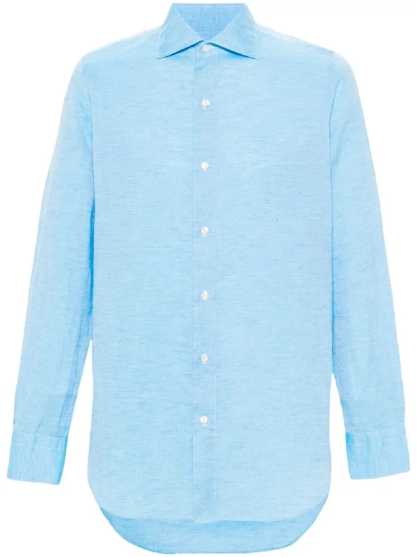 Weekend Deal Finamore 1925 Napoli Men's Shirts Clear blue
