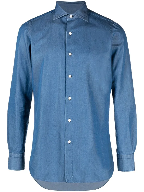 Lowest Prices Finamore 1925 Napoli Men's Shirts Clear blue